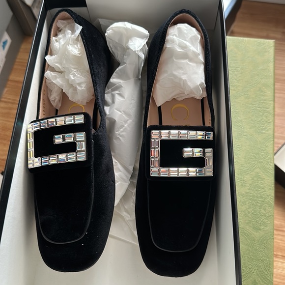 - Gucci Softy Velvet Crystal G Loafer Mocassin 39 Black - Picture 8 of 16